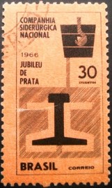 Selo postal do Brasil de 1966 Aniversário CSN - C 547 U