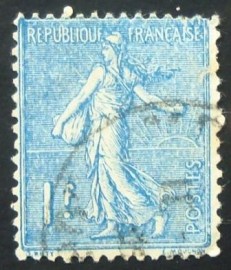 Selo postal da França de 1926 Semeuse lignée 1