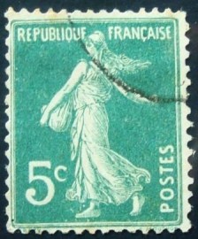 Selo postal da França de 1907 Semeuse camée