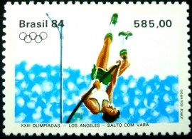Selo postal do Brasil de 1984 Salto com Vara