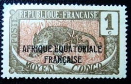 Selo postal da África Equatorial Francesa de 1924 Leopard