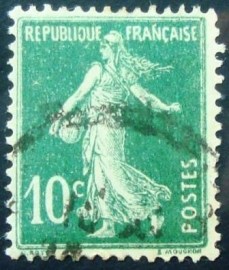 Selo postal da França de 1923 Semeuse fond plein sans sol 10