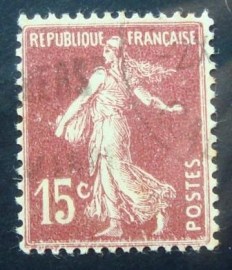 Selo postal da França de 1926 Semeuse camée 15