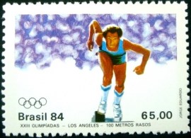 Selo postal do Brasil de 1984 100m Rasos