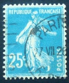 Selo postal da França de 1920 Semeuse camée 25 r