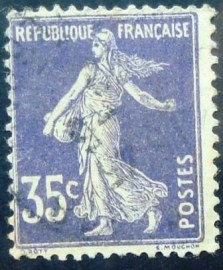 Selo postal da França de 1906 Semeuse Camée 35