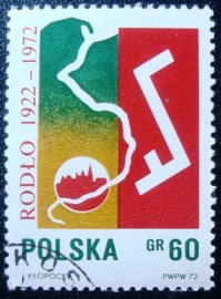 Selo postal da Polônia de 1972 Krakow and Rodło
