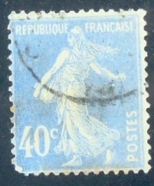Selo postal da França de 1928 sower cameo 40c