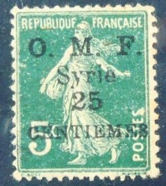 Selo postal O.M.F. Syrie de 1921 25c