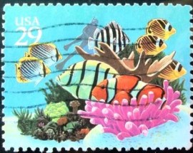 Selo postal dos Estados Unidos de 1994 Coral Diver