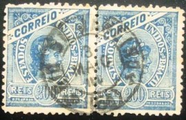 Par de selos postais do Brasil de 1902 República 200- 103