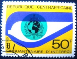 Selo postal da Rep. Centro Africana de 1973 Interpol