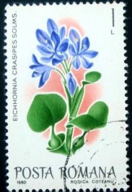 Selo postal da Romênia de 1980 Common Water Hyacinth
