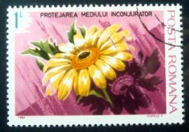 Selo postal da Romênia de 1984 Sunflower