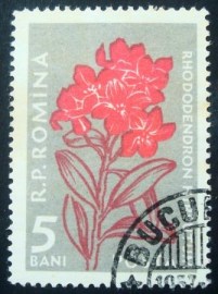 Selo postal da Romênia de 1957 Rhododendron hirsutum