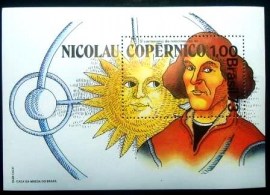 Bloco postal do Brasil de 1973 Nicolau Copérnico N