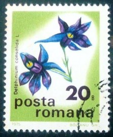 Selo postal da Romênia de 1975 Larkspur
