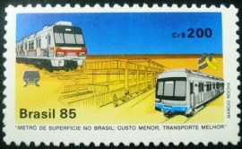 Selo postal do Brasil de 1985 Metrô de Superfície N