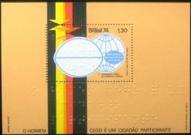 Bloco postal do Brasil de 1974 Braile M