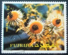 Selo postal de Fujeira de 1972 Flores 2