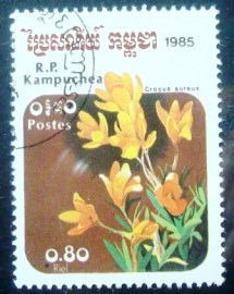 Selo postal do Cambodja de 1995 Crocus aureus