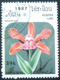 Selo postal do Laos de 1987 Paphiopedilum hybrid 44