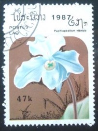 Selo postal do Laos de 1987 Paphiopedilum hybrid 47