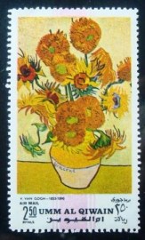 Selo postal de Umm Al Qiwain de 1968 Flowers by V. Van Gogh