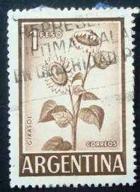 Selo postal da Argentina de 1969 Sunflower