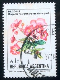 Selo postal da Argentina de 1985 Begonia