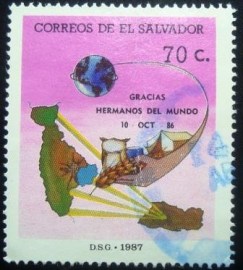 Selo postal de El Salvador de 1987 Help for earthquake victims
