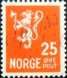 Selo postal da Noruega de 1946 Lion type III