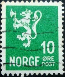 Selo postal da Noruega de 1940 Lion type II 10