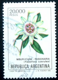 Selo postal da Argentina de 1982 Passiflora coerules