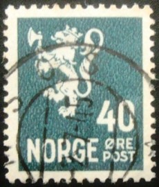 Selo postal da Noruega de 1937 Lion type III