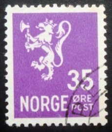 Selo postal da Noruega de 1934 Lion type II 35