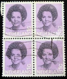 Quadra de selos postais da Holanda de 1982 Queen Beatrix
