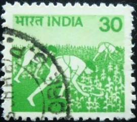 Selos postal da Índia de 1982 Harvesting Maize