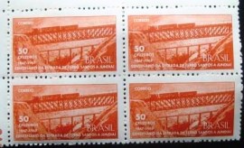 Quadra de selos postais de 1967 Estrada de Ferro Santos - Jundiaí