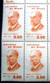 Quadra de selos postais do Brasil de 1960 Paulo de Frontin