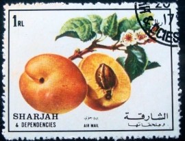 Selo postal de Sharjah de 1972 Peach