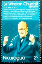 Selo postal da Nicarágua de 1974 Winston Churchill in Parliament N