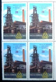 Quadra de selos postais do Brasil de 1969 Usiminas M