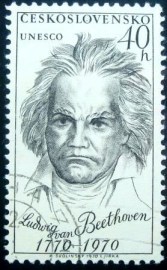 Selo postal da Tchecoslováquia de 1970 Ludwig van Beethoven