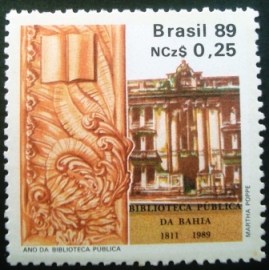 Selo postal de 1989 Biblioteca Pública