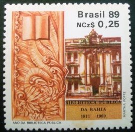 Selo postal de 1989 Biblioteca Pública - C 1620 N