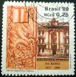 Selo postal de 1989 Biblioteca Pública - C 1620 U
