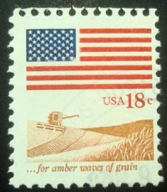 Selo postal dos Estados Unidos de 1981 Flag and field of wheat