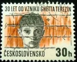 Selo postal da Tchecoslováquia de 1972 Terezin concentration camp
