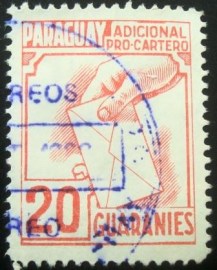 Selo postal do Paraguai de 1987 Support the postman